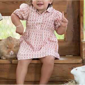 Cleobella Pink and White Checkered Kids Button Down Shirt